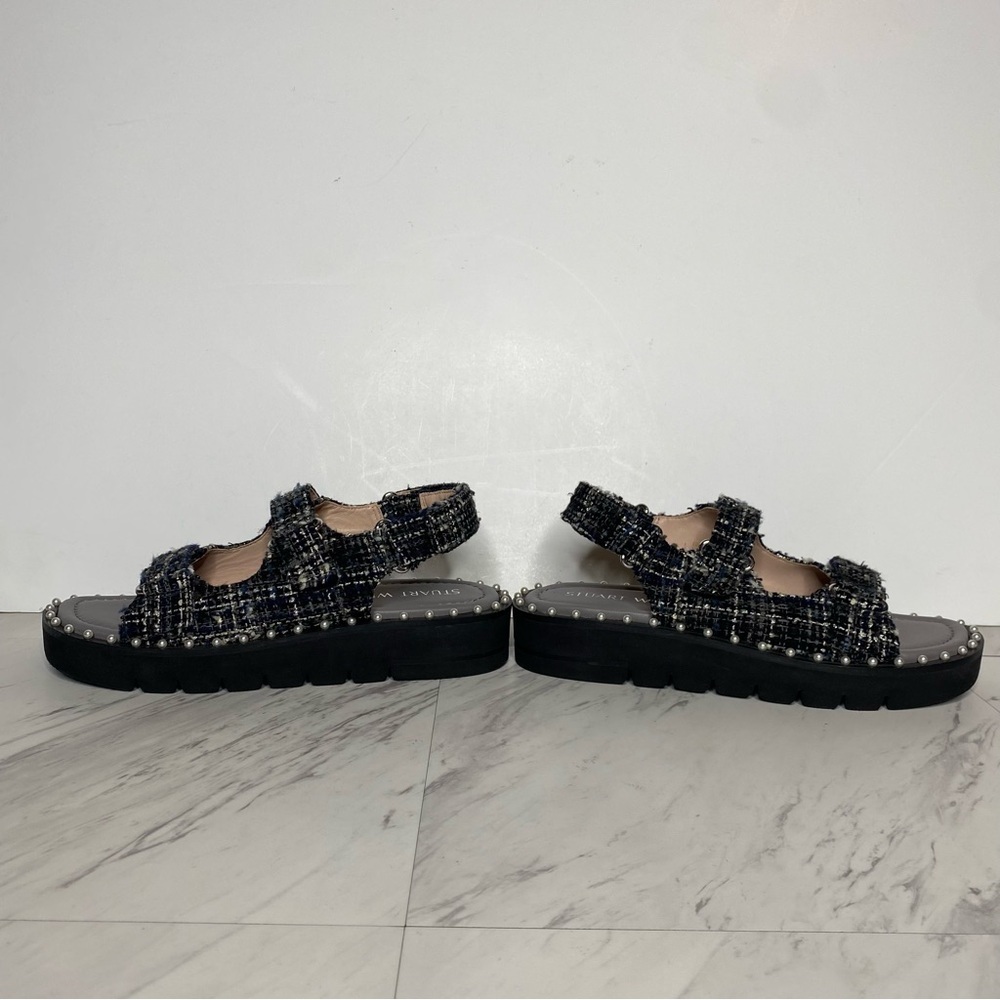 Stuart Weitzman Zoe Lift Embellished Tweed Sandal 8B - Picture 8 of 15